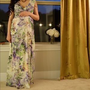 Seraphine Maternity Maxi Silk Floral Dress